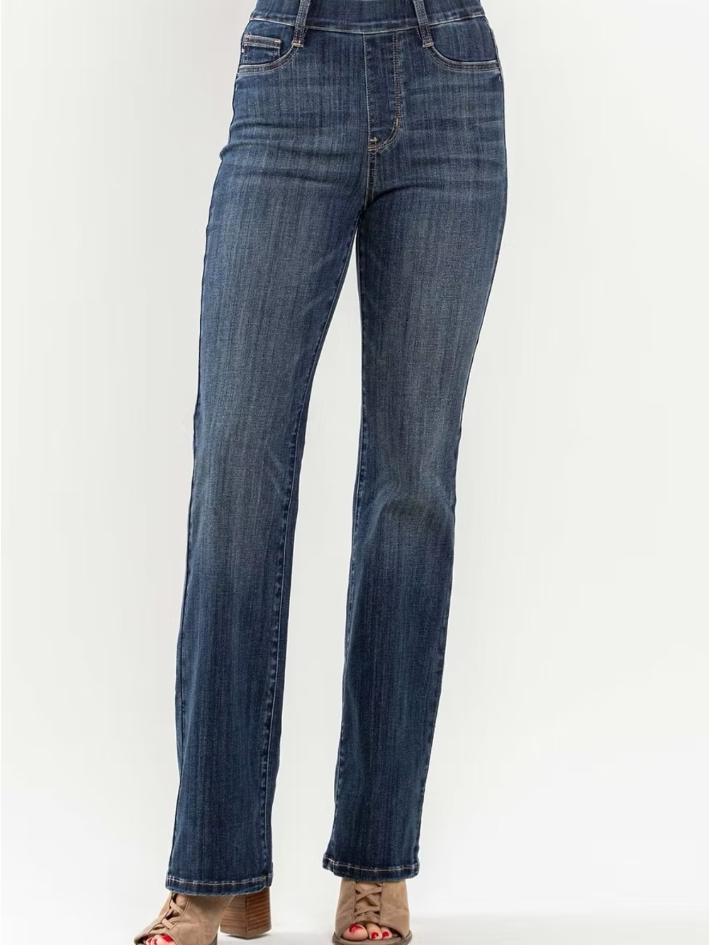 Judy Blue High Rise Pull On Slim Bootcut Jeans Dark Wash JB88589 13/31